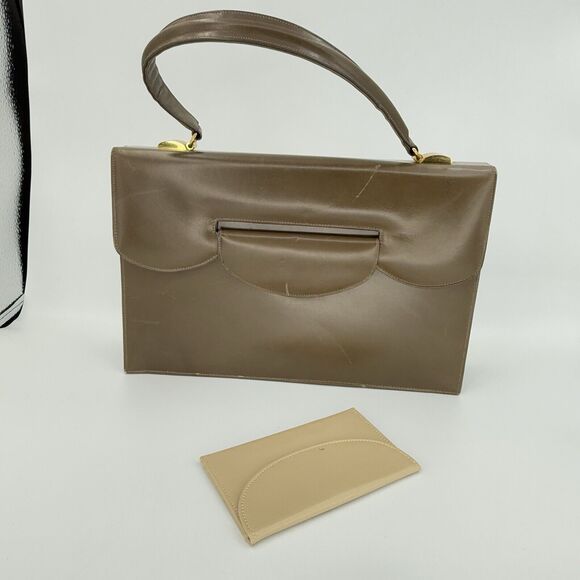 Vintage 1950s Dafar Brown Leather Handbag Purse - Picture 11 of 15